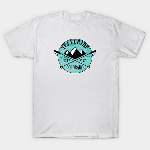 Telluride Colorado Skiing Ski Snowboarding T-Shirt by heybert00